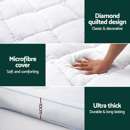 Giselle Bedding Mattress Topper Pillowtop Bamboo 10cm King