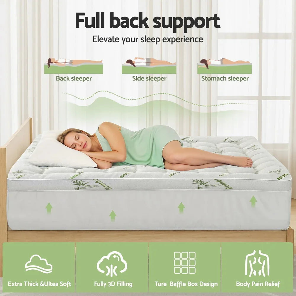 Giselle Mattress Topper 11cm Pillowtop toppers Bamboo King - Mekamart Australia