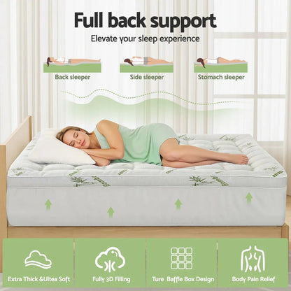 Giselle Mattress Topper 11cm Pillowtop toppers Bamboo King - Mekamart Australia