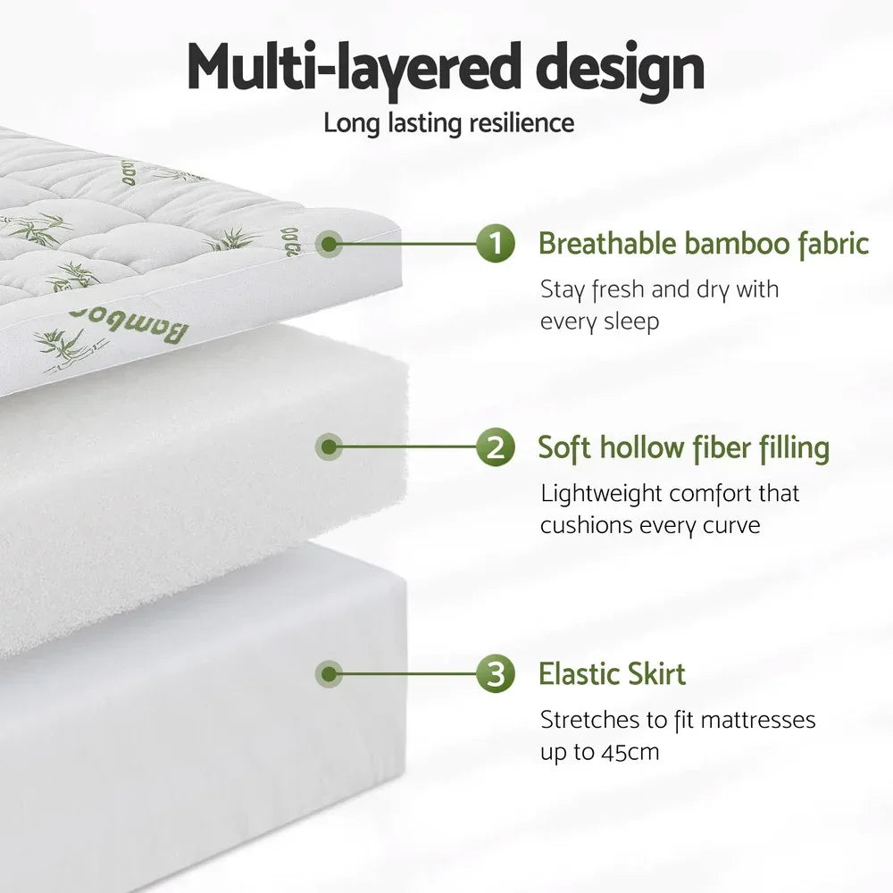 Giselle Mattress Topper 11cm Pillowtop toppers Bamboo King - Mekamart Australia