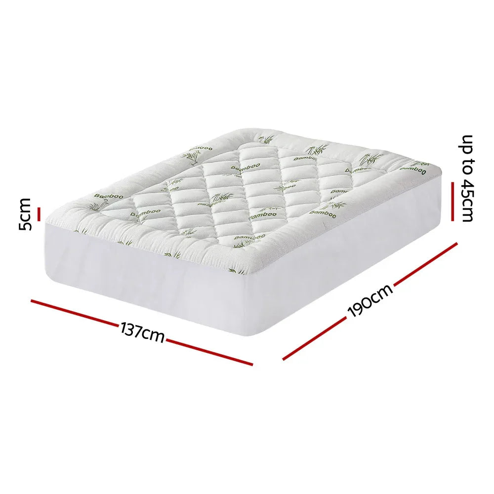 Giselle Mattress Topper 5cm Pillowtop toppers Bamboo Double - Mekamart Australia