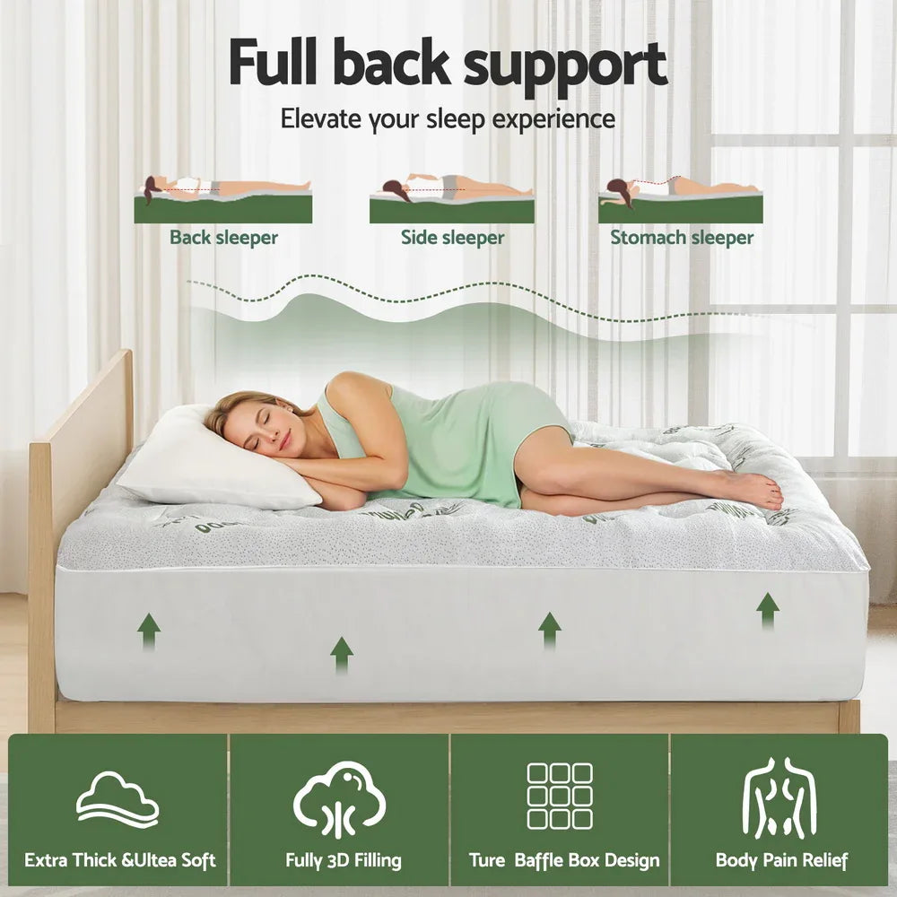 Giselle Mattress Topper 5cm Pillowtop toppers Bamboo Double - Mekamart Australia