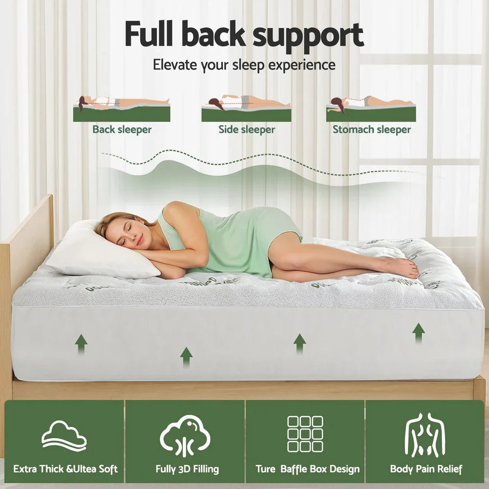 Giselle Mattress Topper 5cm Pillowtop toppers Bamboo King Single - Mekamart Australia