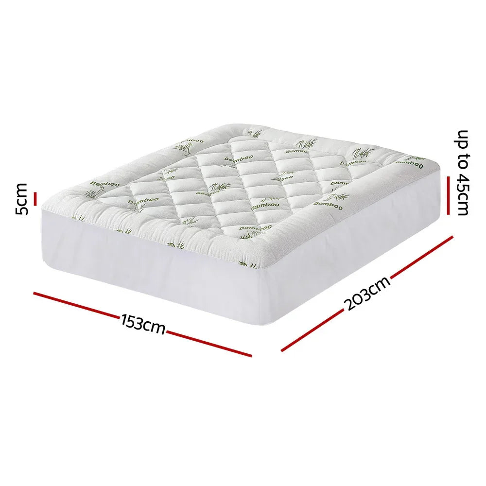 Giselle Mattress Topper 5cm Pillowtop toppers Bamboo Queen - Mekamart Australia