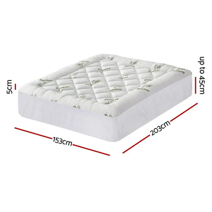 Giselle Mattress Topper 5cm Pillowtop toppers Bamboo Queen - Mekamart Australia