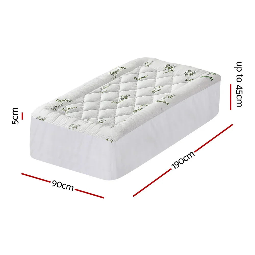 Giselle Mattress Topper 5cm Pillowtop toppers Bamboo Single - Mekamart Australia