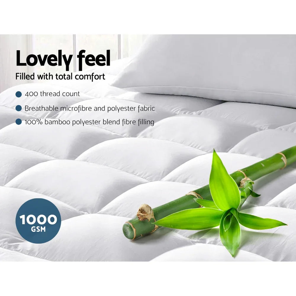 Giselle Bedding Mattress Topper Pillowtop Bamboo King Single - Mekamart Australia