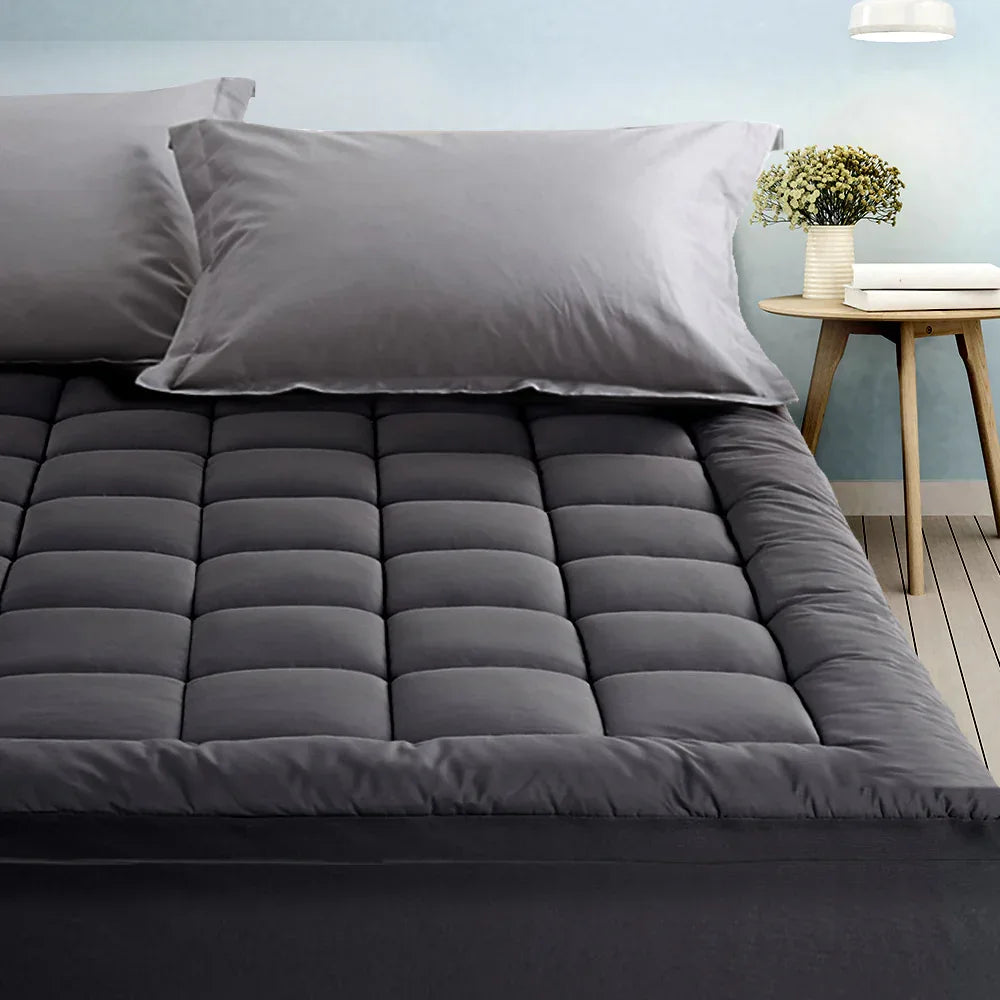 Giselle Bedding Mattress Topper Pillowtop Bamboo Charcoal King - Mekamart Australia