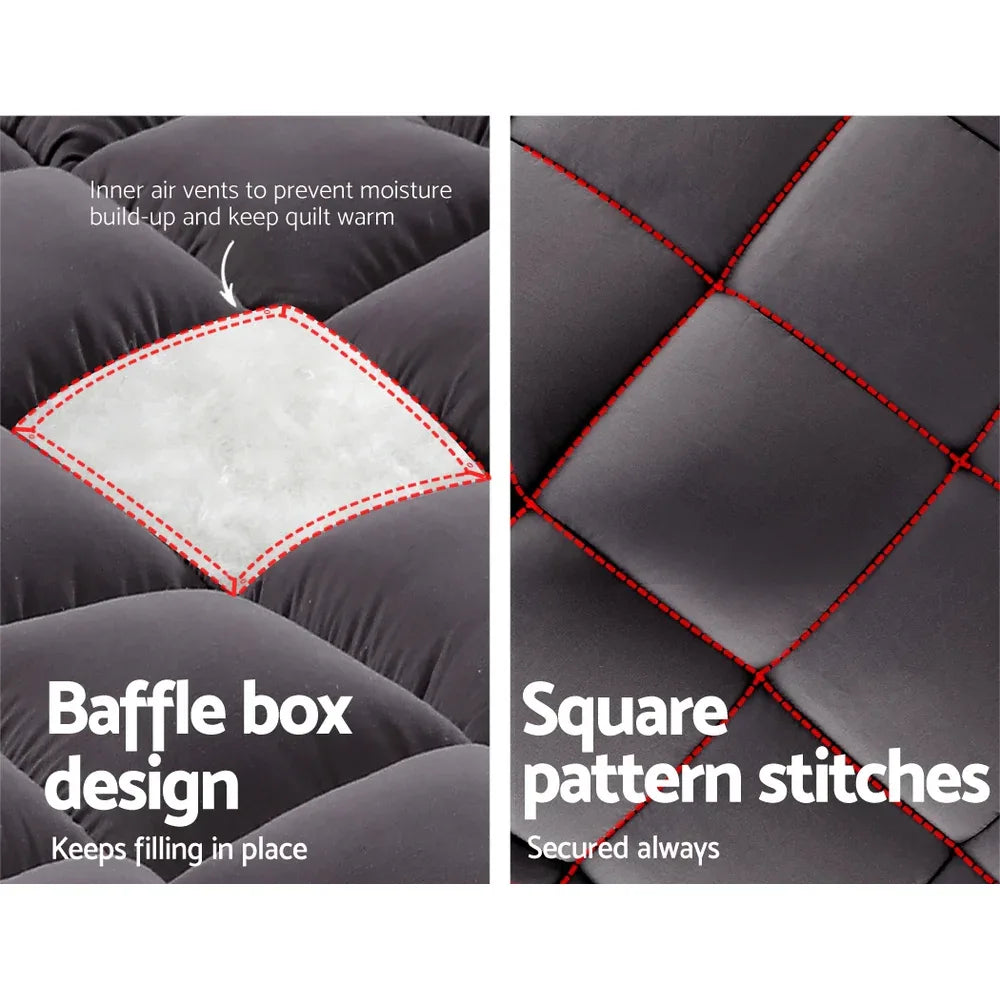 Giselle Bedding Mattress Topper Pillowtop Bamboo Charcoal King - Mekamart Australia