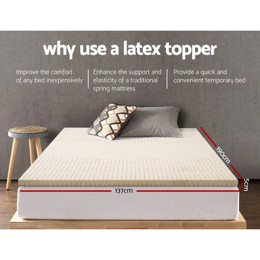 Giselle Bedding Latex Mattress Topper 5cm Double - Mekamart Australia