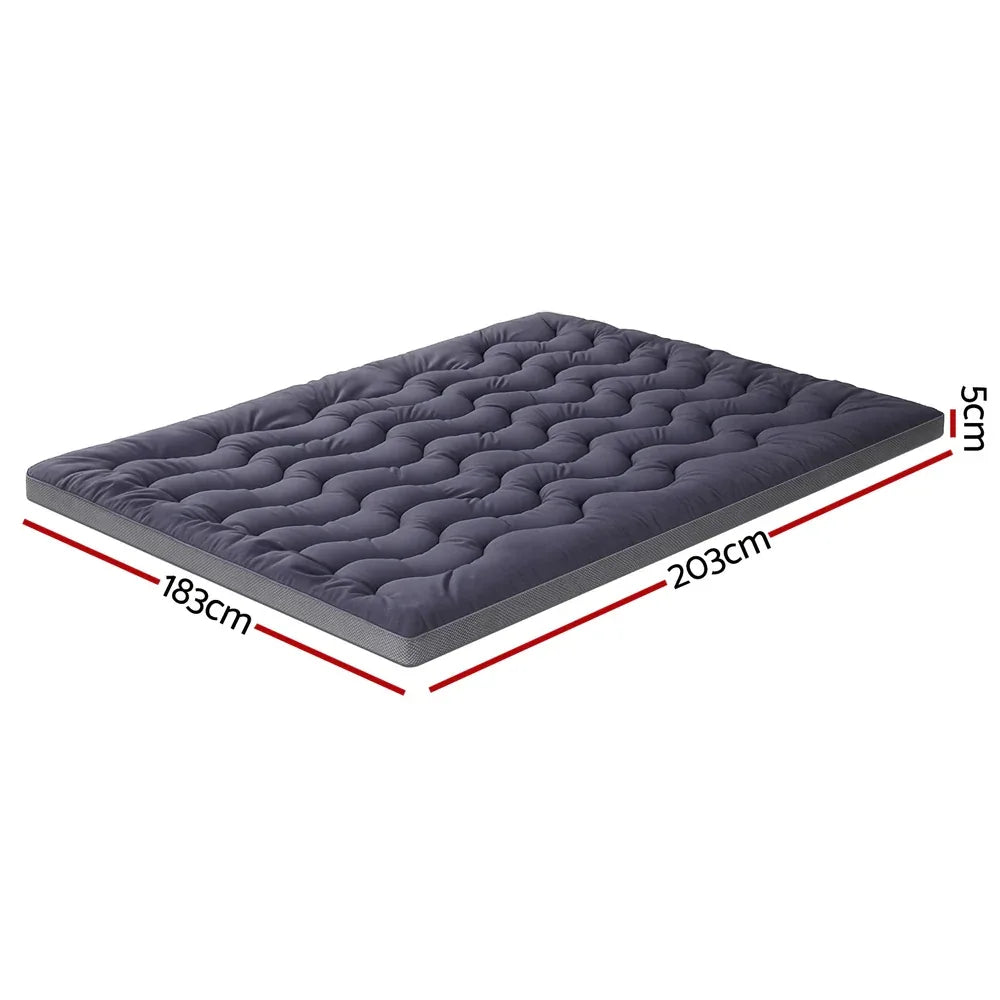 Giselle 5cm Mattress Topper Pillowtop toppers Bamboo Charcoal King - Mekamart Australia