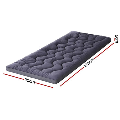 Giselle 5cm Mattress Topper Pillowtop toppers Bamboo Charcoal Single - Mekamart Australia