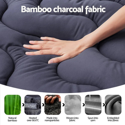 Giselle 5cm Mattress Topper Pillowtop toppers Bamboo Charcoal Single - Mekamart Australia