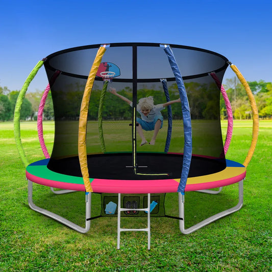 Everfit 10FT Trampoline for Kids w/ Ladder Enclosure Safety Net Rebounder Colors - Mekamart Australia