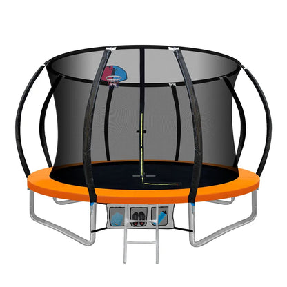 Everfit 10FT Trampoline for Kids w/ Ladder Enclosure Safety Net Rebounder Orange - Mekamart Australia