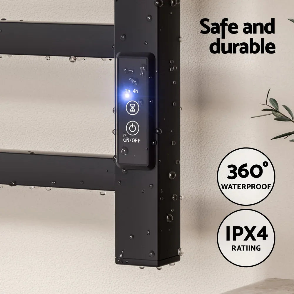 Devanti Heated Towel Rail 8 Square Bars with Timer Electric Heater Warmer Rack - Mekamart Australia