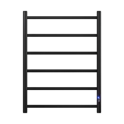 Devanti Heated Towel Rail 6 Round Bars  with Timer Electric Heater Warmer Rack