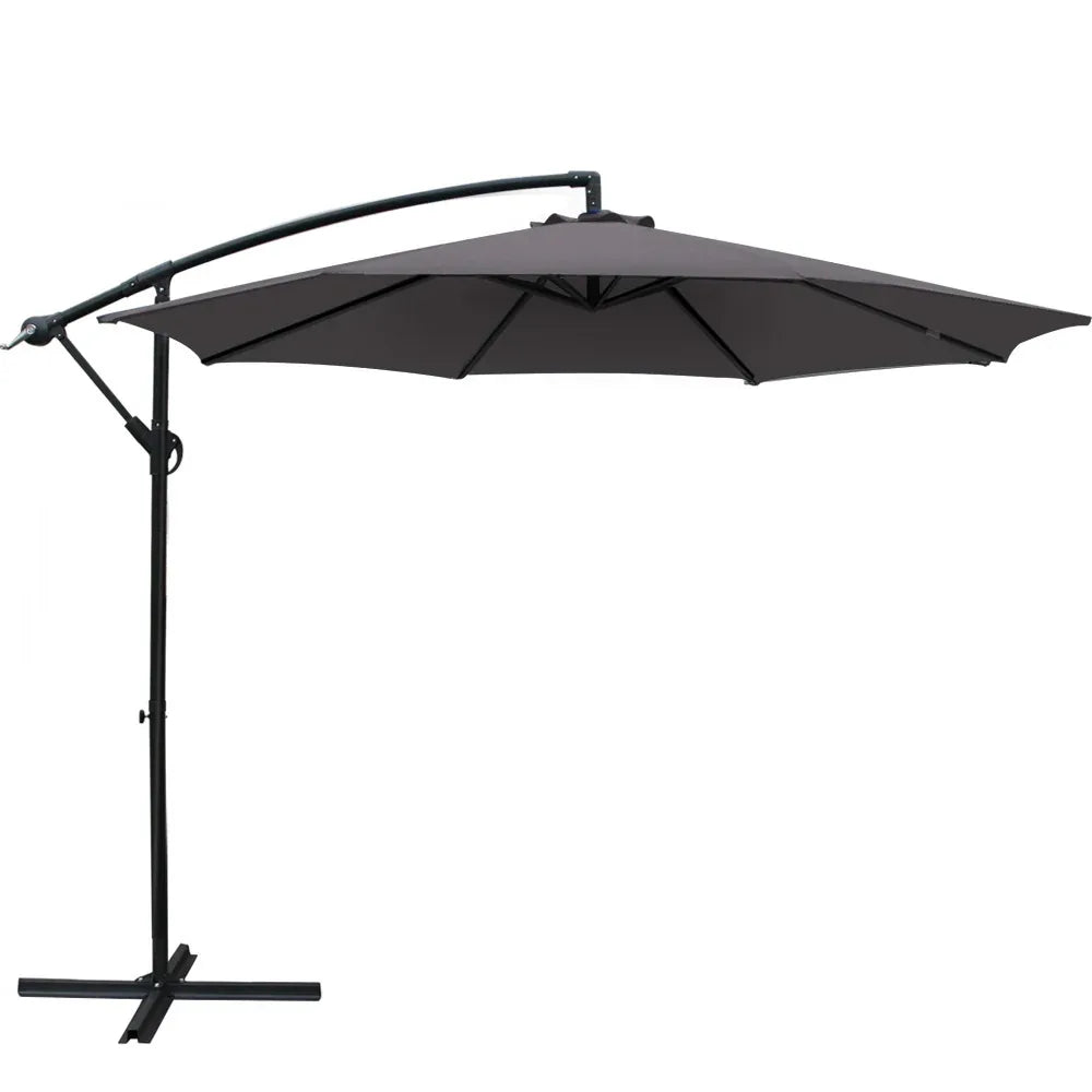 Instahut 3m Outdoor Umbrella Cantilever Beach Garden Patio Charcoal - Mekamart Australia