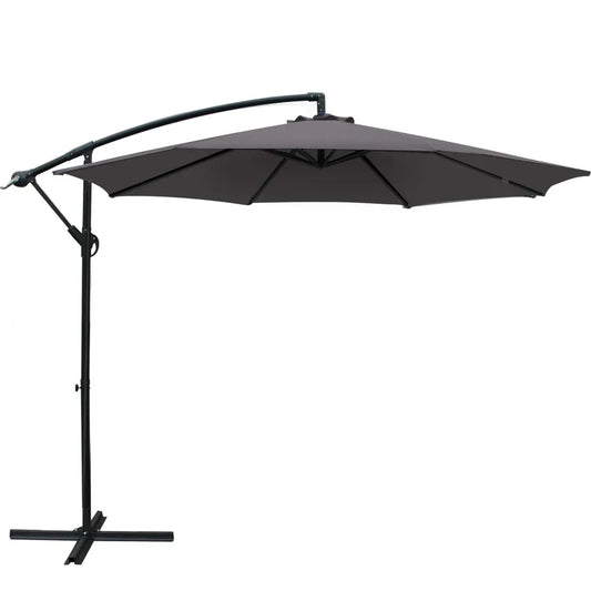 Instahut 3m Outdoor Umbrella Cantilever Beach Garden Patio Charcoal - Mekamart Australia