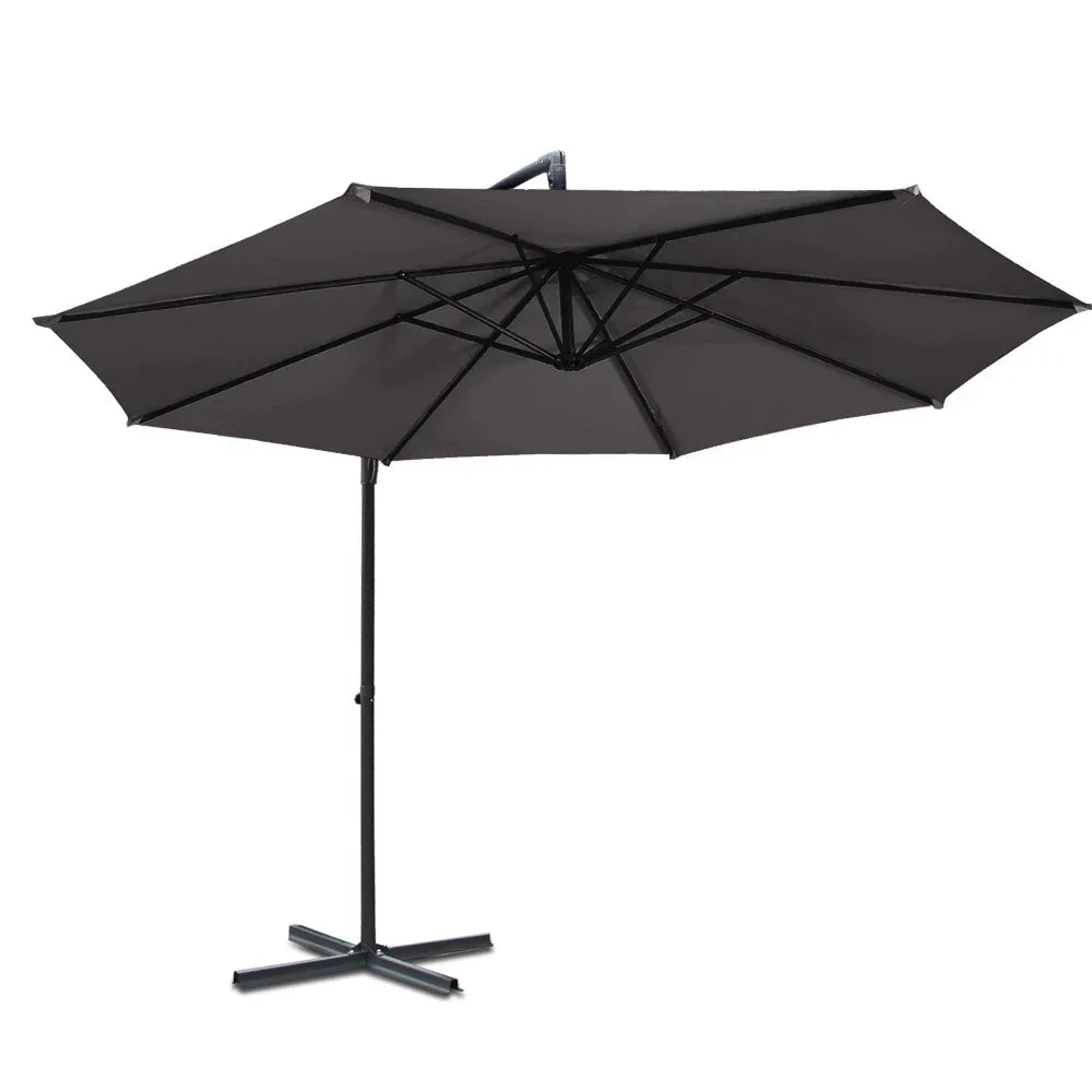 Instahut 3m Outdoor Umbrella Cantilever Beach Garden Patio Charcoal - Mekamart Australia