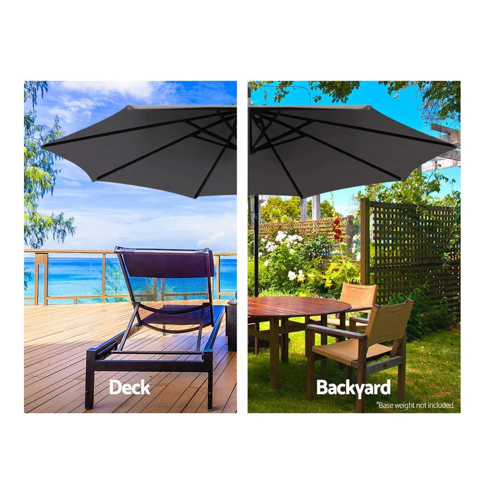 Instahut 3m Outdoor Umbrella Cantilever Beach Garden Patio Charcoal - Mekamart Australia