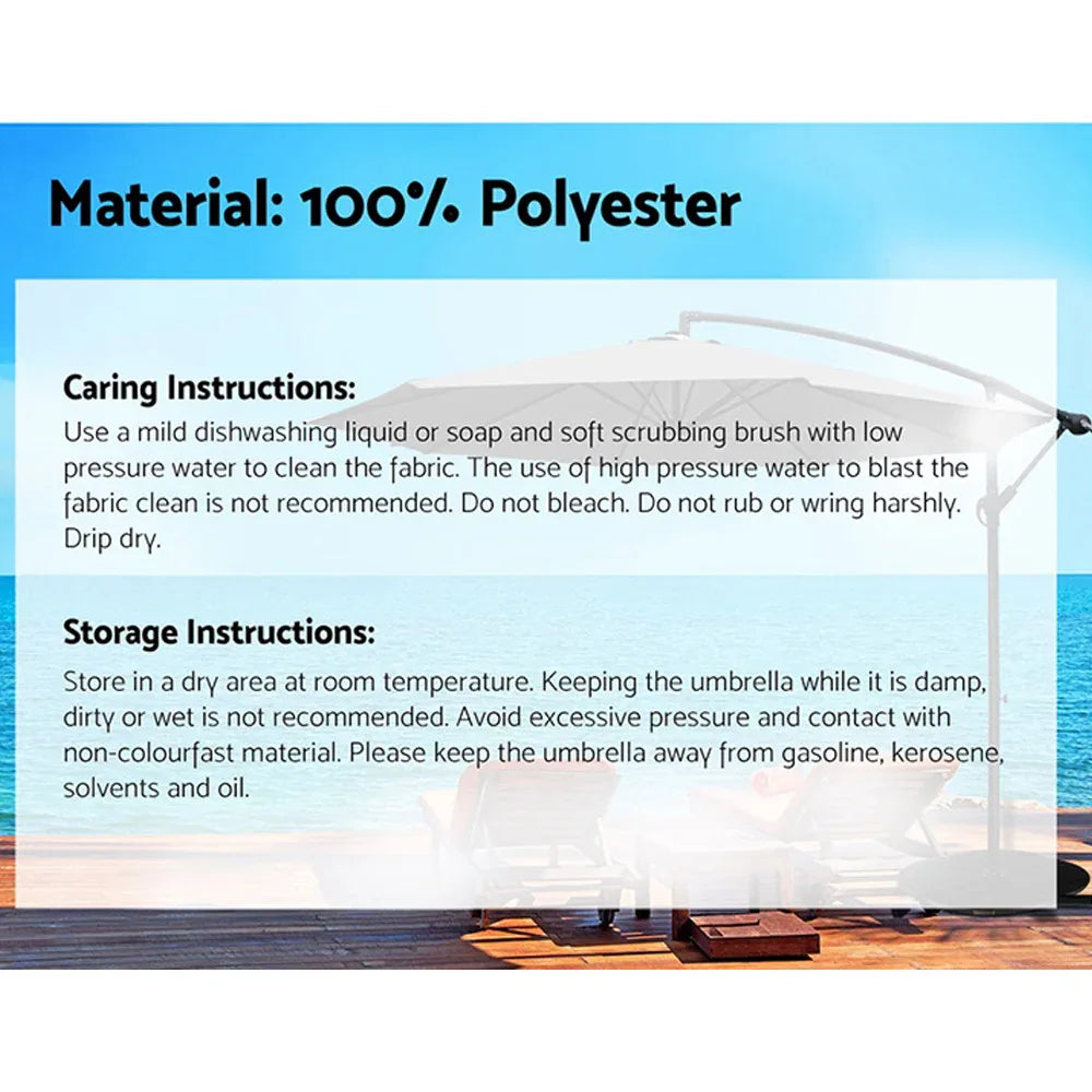 Instahut 3m Outdoor Umbrella Cantilever Beach Garden Patio Charcoal - Mekamart Australia