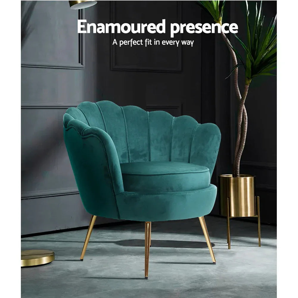 Artiss Armchair Velvet Green Callista - Mekamart Australia