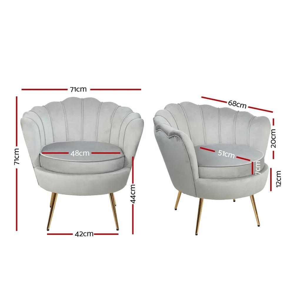 Artiss Armchair Velvet Grey Callista - Mekamart Australia