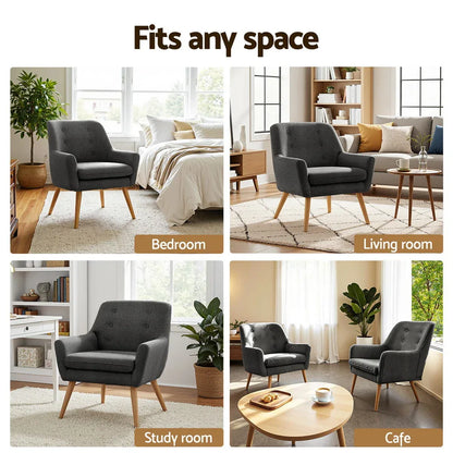 Artiss 2X Armchair Lounge Chair Accent Tub Chair Charcoal ANNE - Mekamart Australia