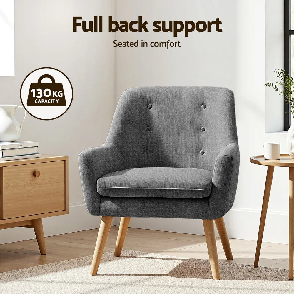 Artiss 2X Armchair Lounge Chair Accent Tub Chair Grey ANNE - Mekamart Australia