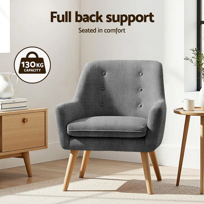 Artiss 2X Armchair Lounge Chair Accent Tub Chair Grey ANNE - Mekamart Australia