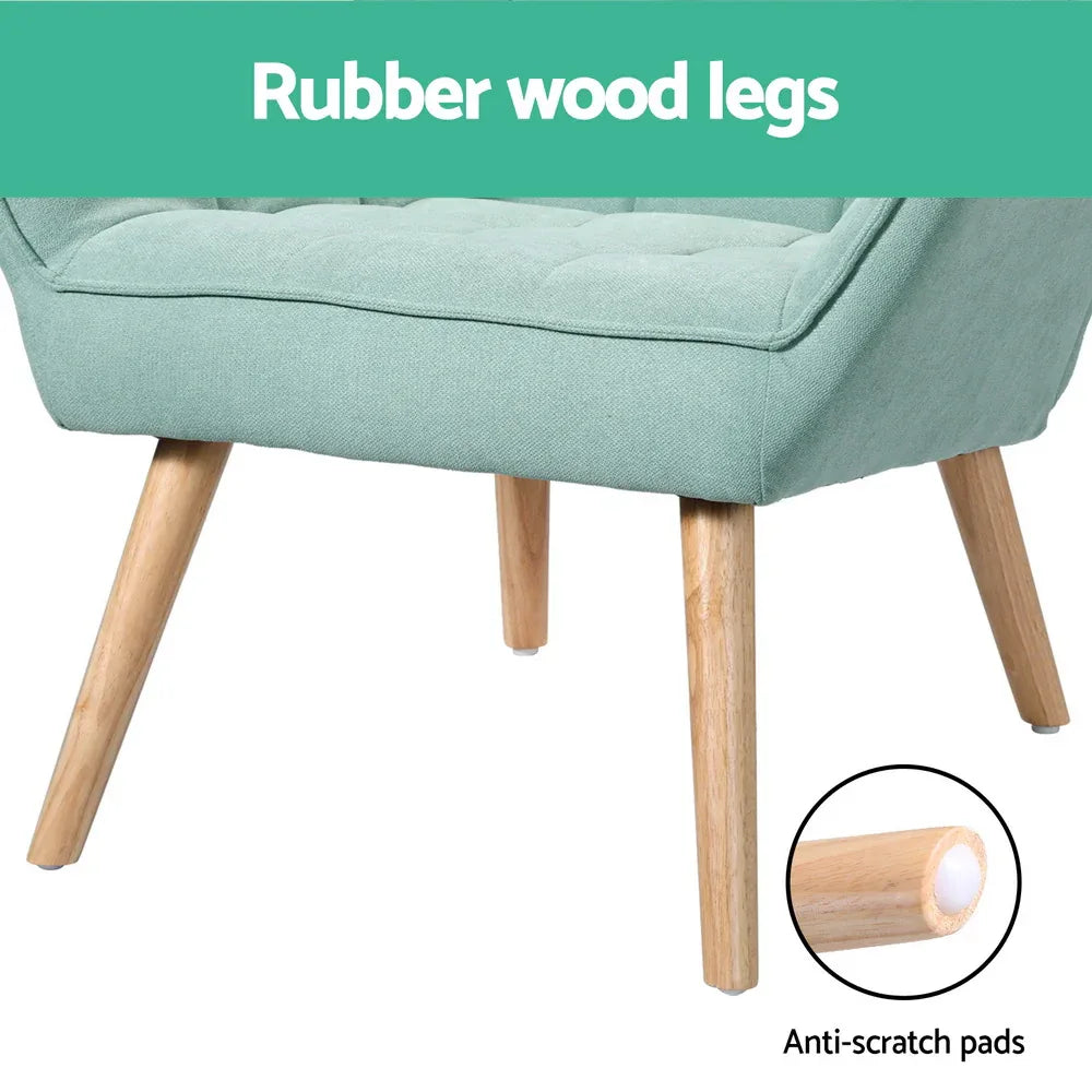 Artiss Armchair Lounge Chair Accent Chairs Sofa Linen Fabric Cushion Seat Blue - Mekamart Australia