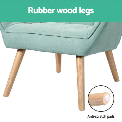 Artiss Armchair Lounge Chair Accent Chairs Sofa Linen Fabric Cushion Seat Blue - Mekamart Australia