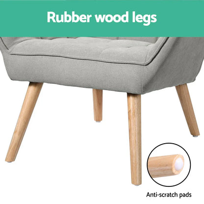 Artiss Armchair Lounge Chair Accent Chairs Sofa Linen Fabric Cushion Seat Grey - Mekamart Australia