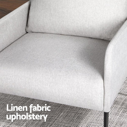 Artiss Armchair Accent Chair Pillow Fabric Grey - Mekamart Australia