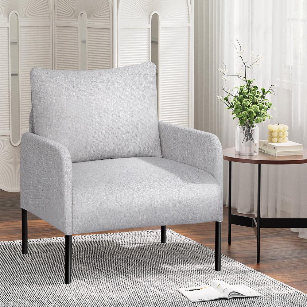 Artiss Armchair Accent Chair Pillow Fabric Grey - Mekamart Australia