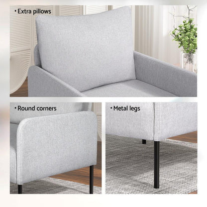 Artiss Armchair 4 Seater Sofa Set Pillow Gery Kane - Mekamart Australia