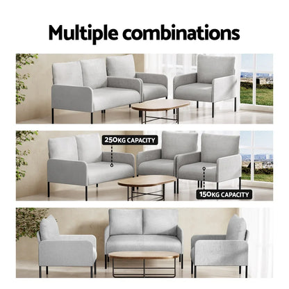 Artiss Armchair 4 Seater Sofa Set Pillow Gery Kane - Mekamart Australia