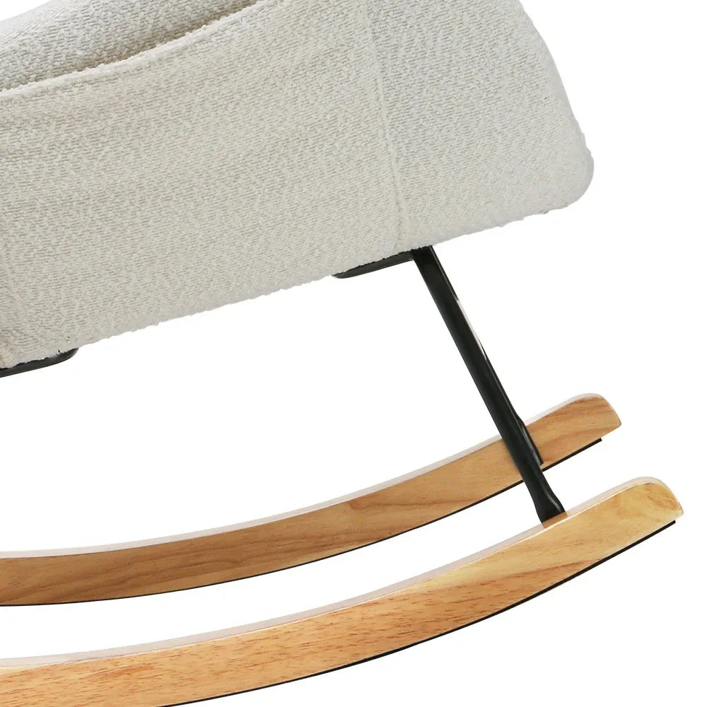 Artiss Rocking Chair Armchair Pillow Boucle White - Mekamart Australia