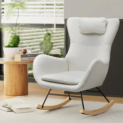 Artiss Rocking Chair Armchair Pillow Boucle White - Mekamart Australia