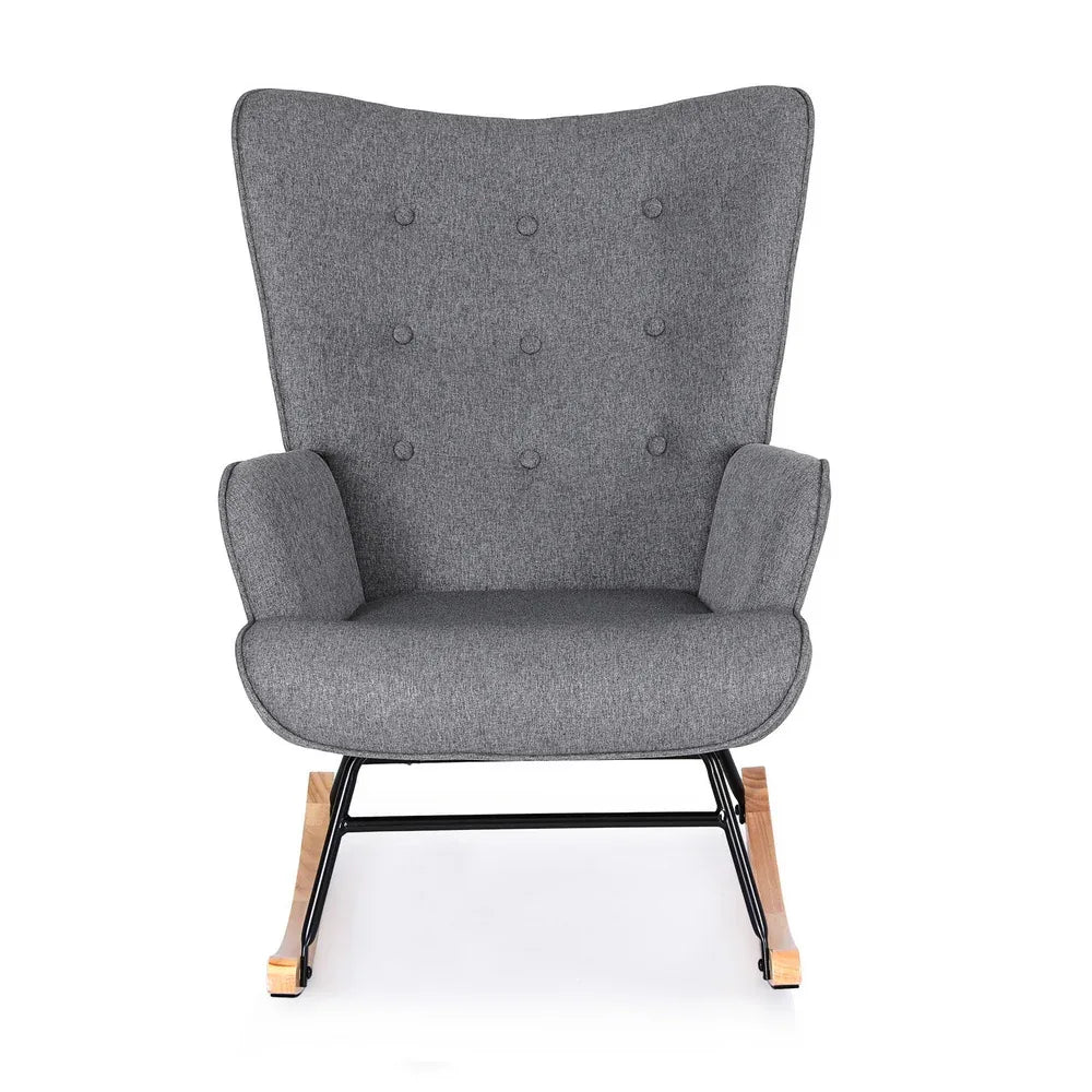 Artiss Rocking Armchair Nursing Chair Linen Fabric Grey - Mekamart Australia