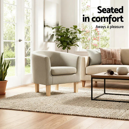 Artiss Armchair Tub Chair Beige Abby - Mekamart Australia