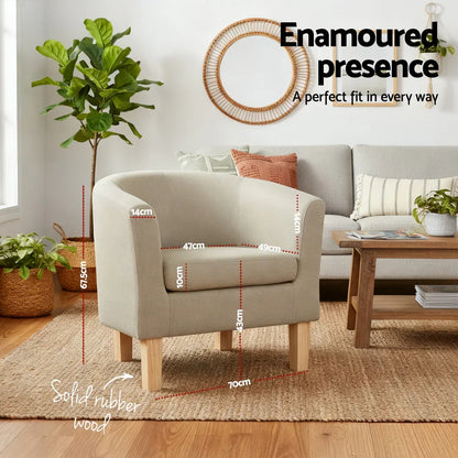 Artiss Armchair Tub Chair Beige Abby - Mekamart Australia