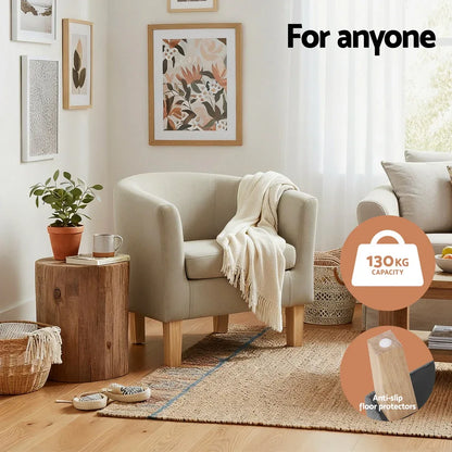 Artiss Armchair Tub Chair Beige Abby - Mekamart Australia