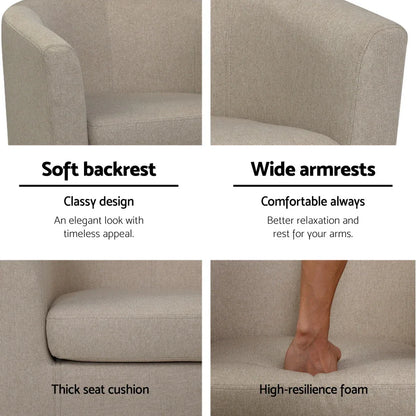 Artiss Armchair Tub Chair Beige Abby - Mekamart Australia