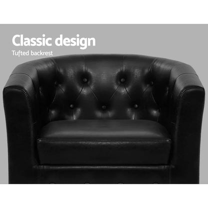 Artiss Armchair Set with Ottoman Black Ava - Mekamart Australia