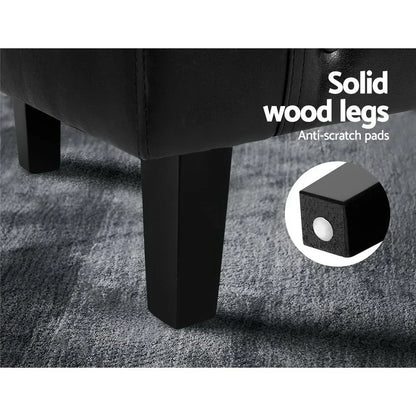 Artiss Armchair Set with Ottoman Black Ava - Mekamart Australia