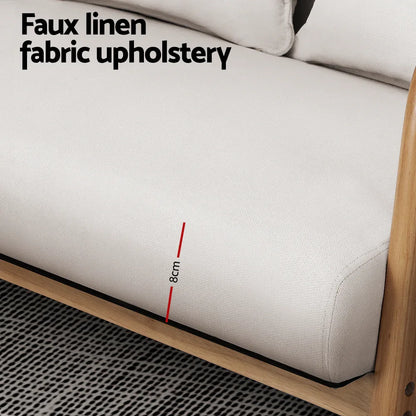 Artiss Armchair Lounge Chair Accent Armchairs Couch Sofa Loveseat Beige Wood - Mekamart Australia