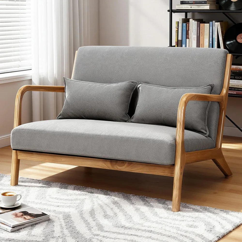 Artiss Armchair 2-seater Loveseat Fabric Grey - Mekamart Australia