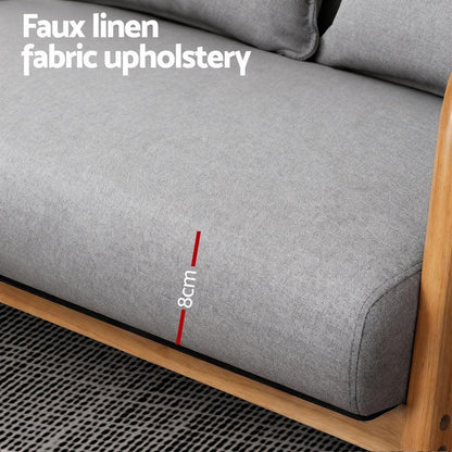 Artiss Armchair 2-seater Loveseat Fabric Grey - Mekamart Australia